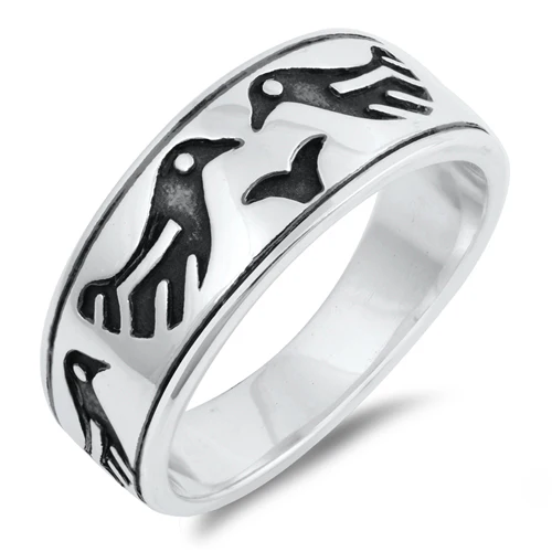 Sterling Silver Oxidized Birds Ring