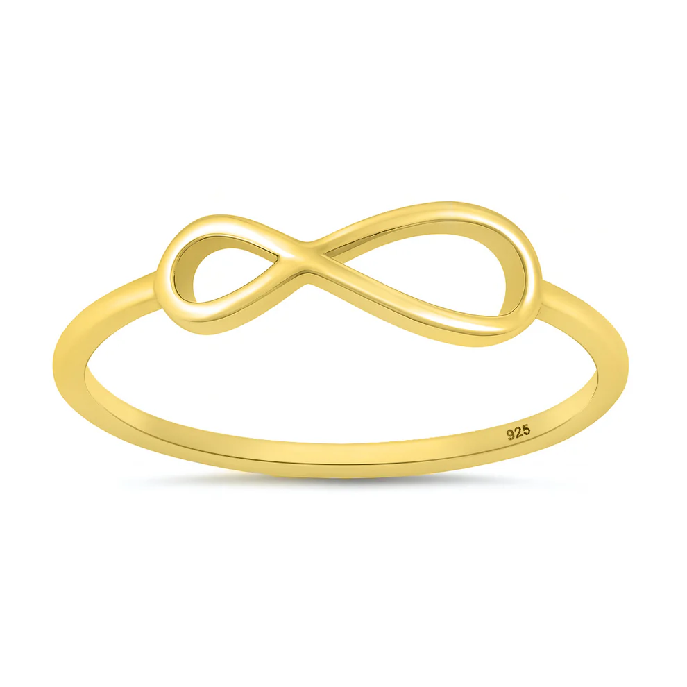 Sterling Silver Yellow Gold Plated Infinity Sign Ring
