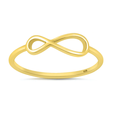 Load image into Gallery viewer, Sterling Silver Yellow Gold Plated Infinity Sign Ring