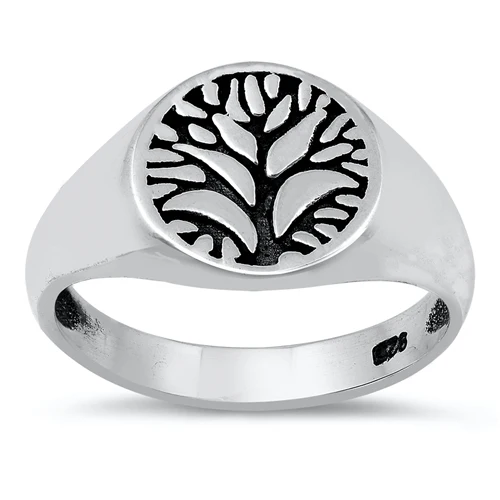Sterling Silver Oxidized Tree Of Life Ring