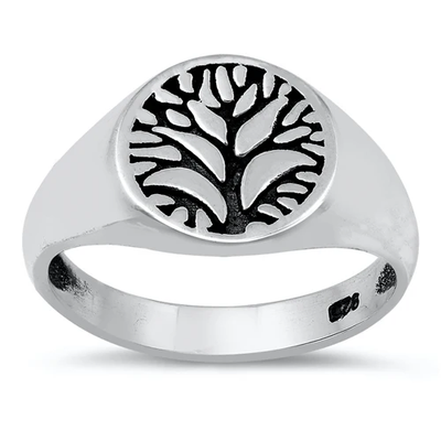 Sterling Silver Oxidized Tree Of Life Ring