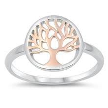 Load image into Gallery viewer, Sterling Silver Rose Gold Plated Tree Of Life Ring