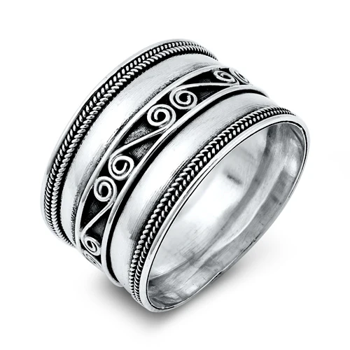 Sterling Silver Oxidized 13mm Celtic Bali Design Ring
