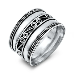 Sterling Silver Oxidized 13mm Celtic Bali Design Ring