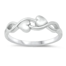 Load image into Gallery viewer, Sterling Silver Rhodium Plated Infinity And Hearts Ring