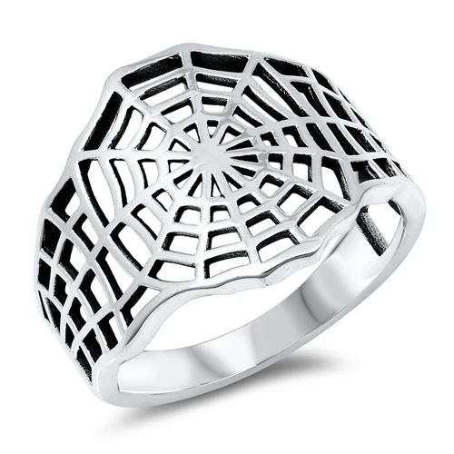 Sterling Silver Oxidized Spider Web Ring