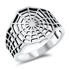 Load image into Gallery viewer, Sterling Silver Oxidized Spider Web Ring