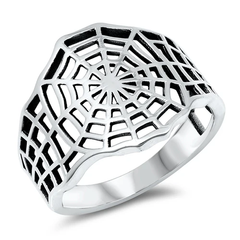 Sterling Silver Oxidized Spider Web Ring