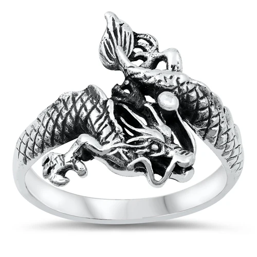 Sterling Silver Oxidized Dragon Ring