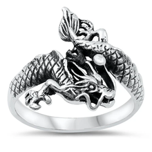 Load image into Gallery viewer, Sterling Silver Oxidized Dragon Ring