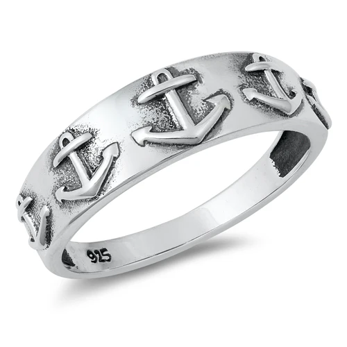 Sterling Silver Oxidized Anchor Ring