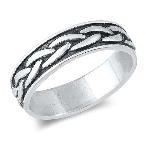 Sterling Silver Oxidized Braid Band Ring