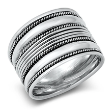 Load image into Gallery viewer, Sterling Silver Oxidized 15mm Bali Design Ring