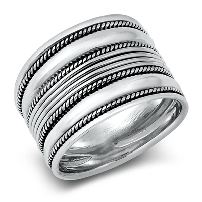 Sterling Silver Oxidized 15mm Bali Design Ring