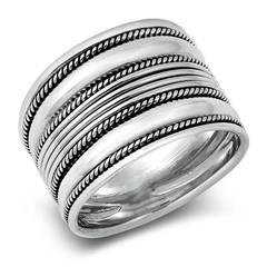 Sterling Silver Oxidized 15mm Bali Design Ring
