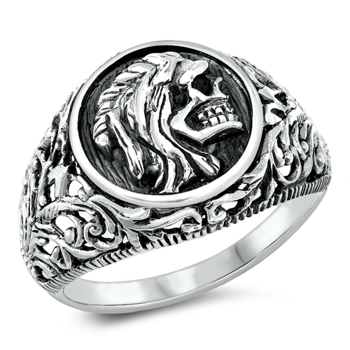 Sterling Silver Oxidized Skull Ring