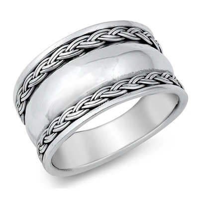 Sterling Silver Oxidized Braid Bali Ring