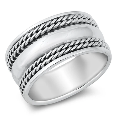 Sterling Silver Oxidized 13mm Bali Ring