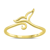 Sterling Silver Yellow Gold Plated Whale Tail Ring