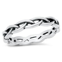 Load image into Gallery viewer, Sterling Silver Oxidized And Polished Braid Band Ring