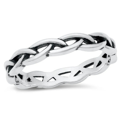Sterling Silver Oxidized And Polished Braid Band Ring