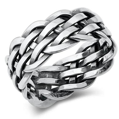 Sterling Silver Oxidized Braided Band Ring