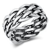 Sterling Silver Oxidized Braided Band Ring