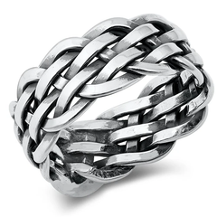 Sterling Silver Oxidized Braided Band Ring