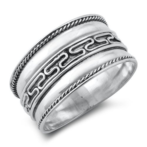 Sterling Silver Oxidized 12mm Bali Style Ring