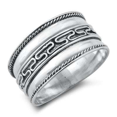 Sterling Silver Oxidized 12mm Bali Style Ring