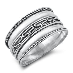 Sterling Silver Oxidized 12mm Bali Style Ring