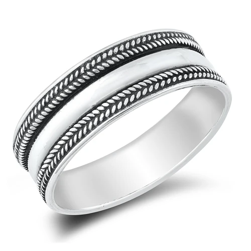 Sterling Silver Oxidized Spiral Bali Ring