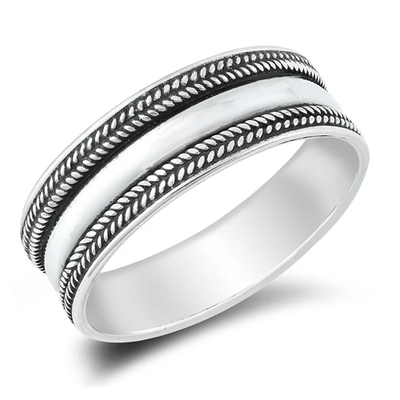 Sterling Silver Oxidized Spiral Bali Ring