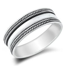 Sterling Silver Oxidized Spiral Bali Ring