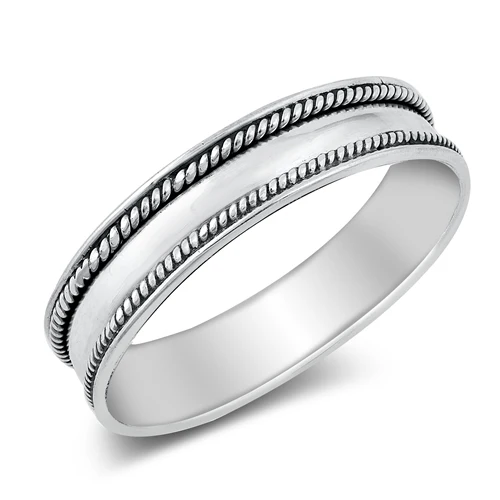 Sterling Silver Oxidized 5mm Bali Ring