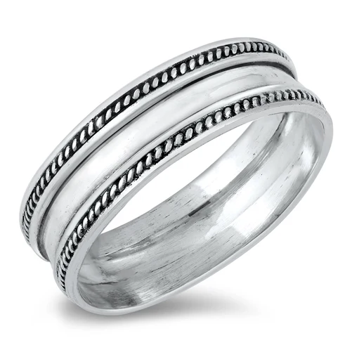 Sterling Silver Oxidized 6mm Bali Ring