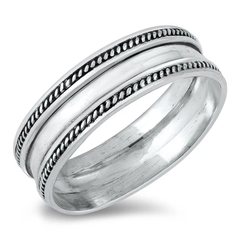 Sterling Silver Oxidized 6mm Bali Ring