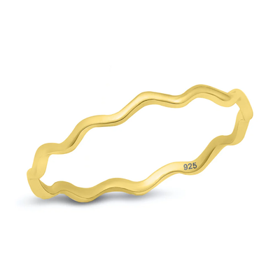 Sterling Silver Yellow Gold Plated Wavy Ring