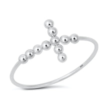 Load image into Gallery viewer, Sterling Silver Rhodium Plated Beaded Cross Ring