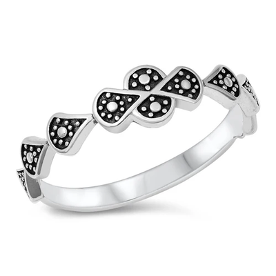 Sterling Silver Oxidized 4mm Bali Ring