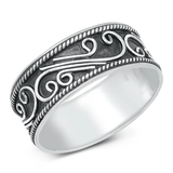 Sterling Silver Oxidized 7.5mm Bali Band Ring