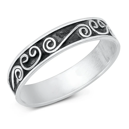 Sterling Silver Oxidized Bali Band Ring
