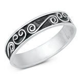 Sterling Silver Oxidized Bali Band Ring