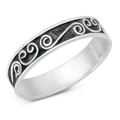 Sterling Silver Oxidized Bali Band Ring