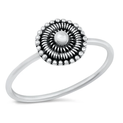 Sterling Silver Oxidized Flower Bali Ring