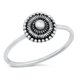 Sterling Silver Oxidized Flower Bali Ring