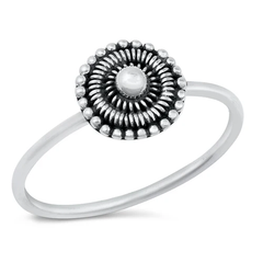 Sterling Silver Oxidized Flower Bali Ring