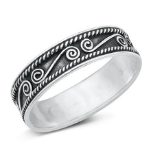 Load image into Gallery viewer, Sterling Silver Oxidized And Polished Bali Band Ring