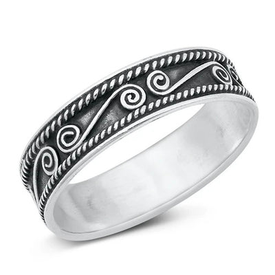 Sterling Silver Oxidized And Polished Bali Band Ring