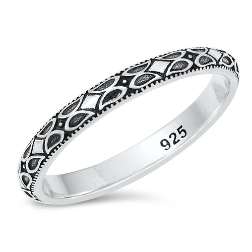 Sterling Silver Oxidized And Polished 3mm Bali Style Ring